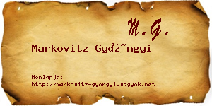 Markovitz Gyöngyi névjegykártya
